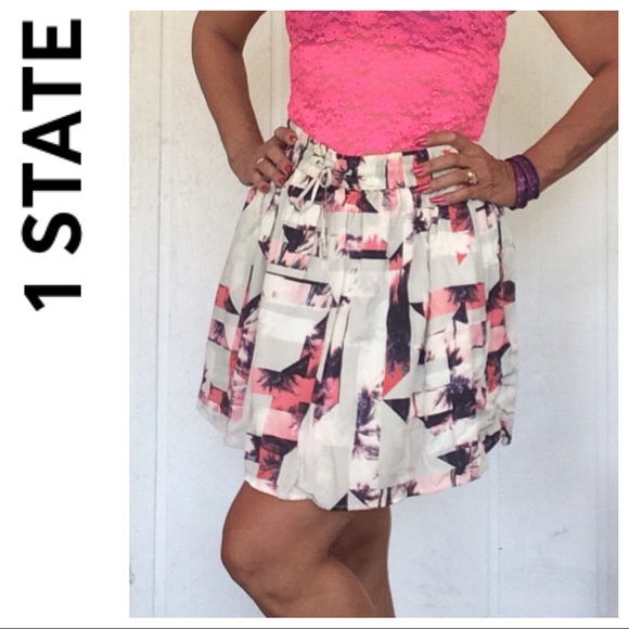 1 STATE PALM TREE PRINT A LINE SKIRT MEDIUM - Picture 2 of 8